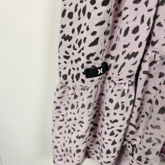 Hurley Purple Sleeveless Babydoll Mini Dress Summer Sundress Leopard Print - Picture 5 of 9